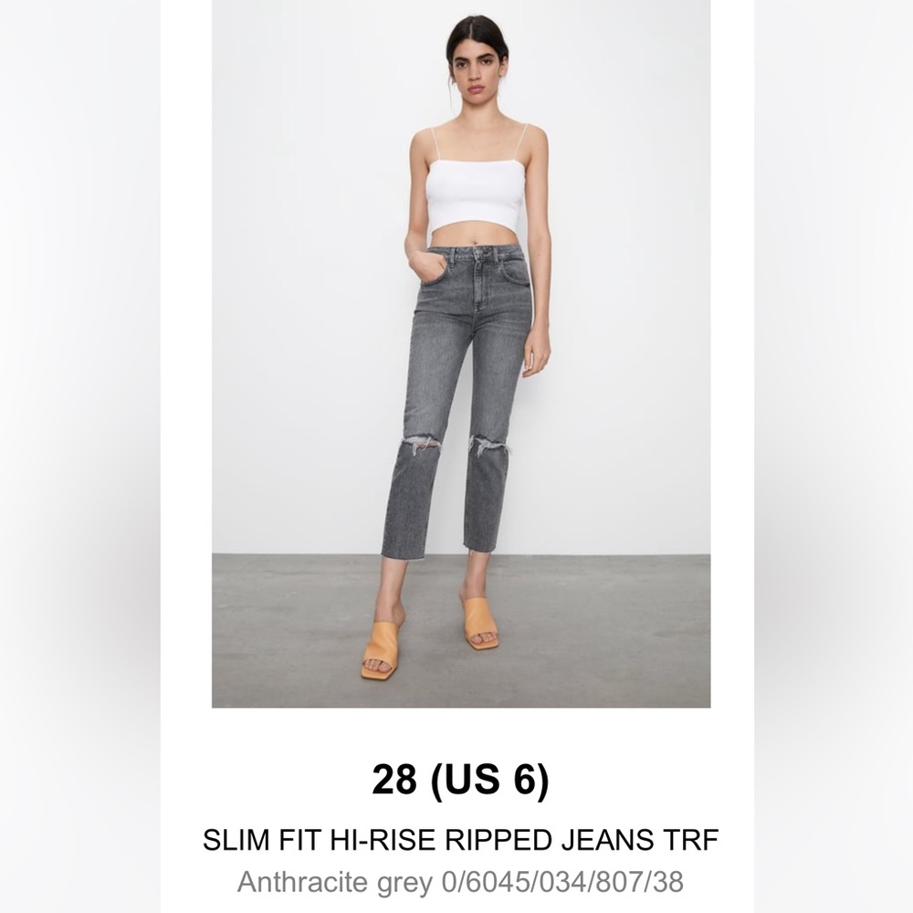 Zara High Rise Grey Jeans